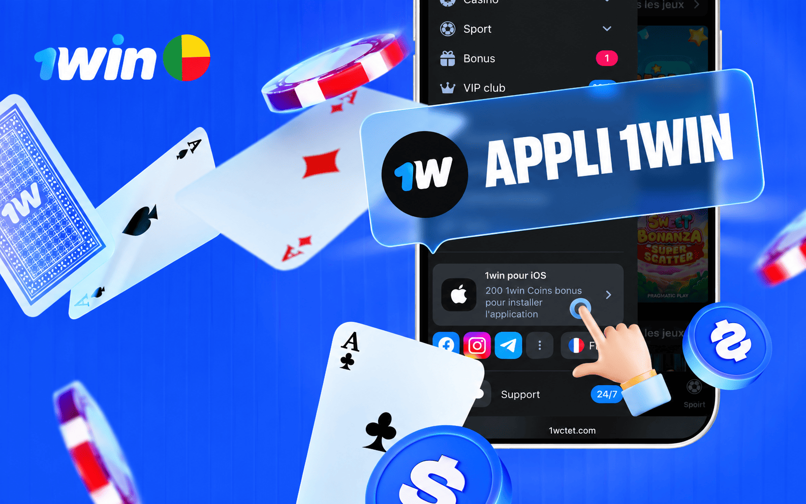 1win APK ou PWA, télécharger 1win au Bénin en 2026